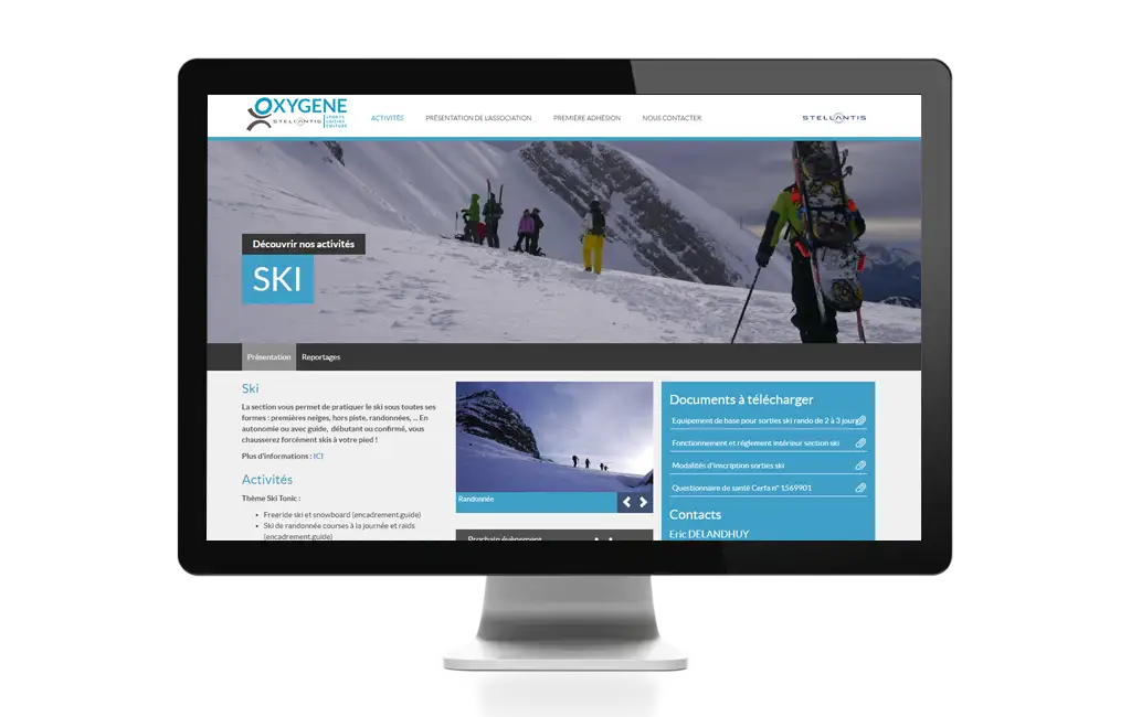 Page de détails d'une section du site intenet